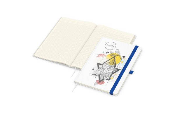 Notizbuch Match-Book Naturpapier-Hardcover - creme, kariert, weiss
