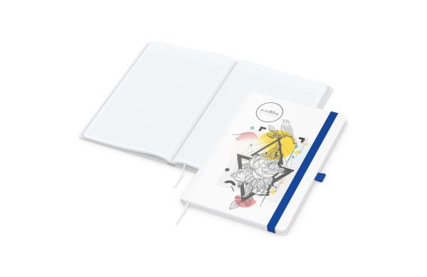 Notizbuch Match-Book Naturpapier-Hardcover - hochweiss, kariert, weiss