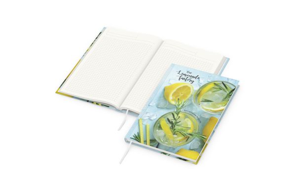 Notizbuch Note-Book Recycling-Inhaltspapier Ecken spitz Hardcover - kariert, Recyclingpapier kaschiert