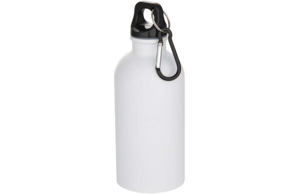 Oregon 400 ml matte RCS-zertifizierte einwandige Trinkflasche aus recyceltem Edelstahl mit Karabinerhaken, weiss