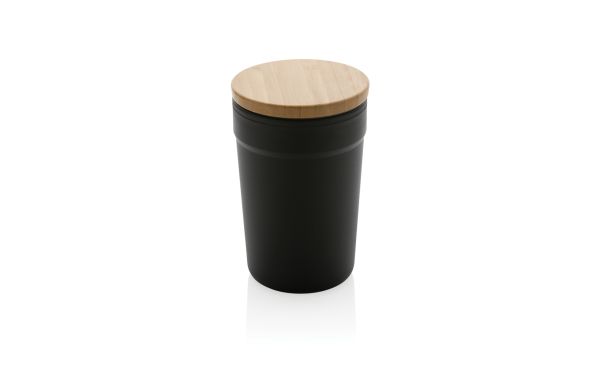 GRS rPP-Becher mit Bambusdeckel/schwarz