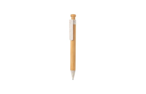 Bambus Stift mit Wheatstraw-Clip/weiß