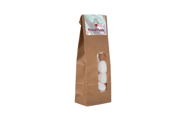 Papiertüte mit Fenster und 100 g Süssigkeiten, Braun