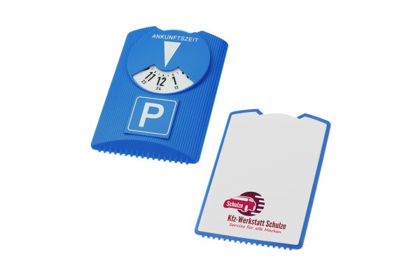Parkscheibe Design Trio_ blau_ weiss