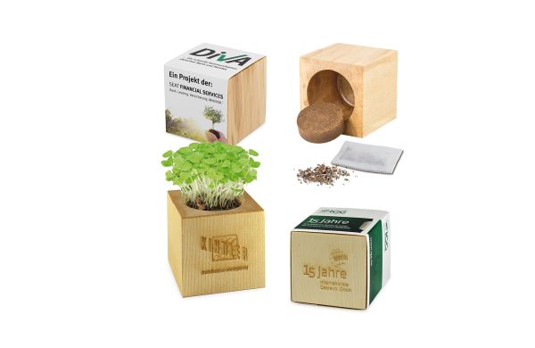 Pflanz-Holz Maxi mit Samen, 1 Seite gelasert