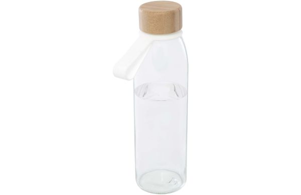 Porto 500 ml Glas-Flasche mit Silikongriff und Bambusdeckel, transparent klar