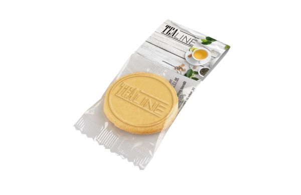 Prägekeks mit Kopfkarte, transparent, Rund