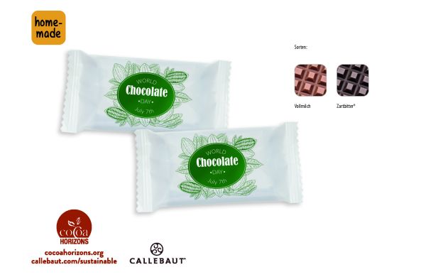 Schokolade 10 g Täfelchen, Callebaut Vollmilch, ca. 10 g, weiß