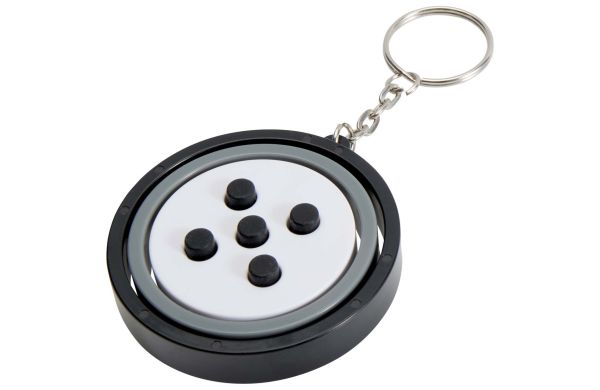 Spinx Gyroskop Fidget Schlüsselanhänger aus recyceltem Kunststoff, schwarz