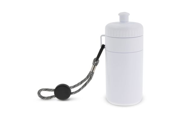 Sportflasche mit Halteschlaufe 500ml, weiss - weiss