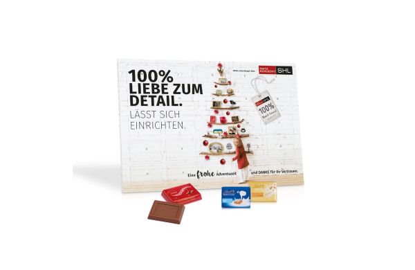 Tisch-Adventskalender Lindt Exklusiv Inlay aus 100% recyceltem Material