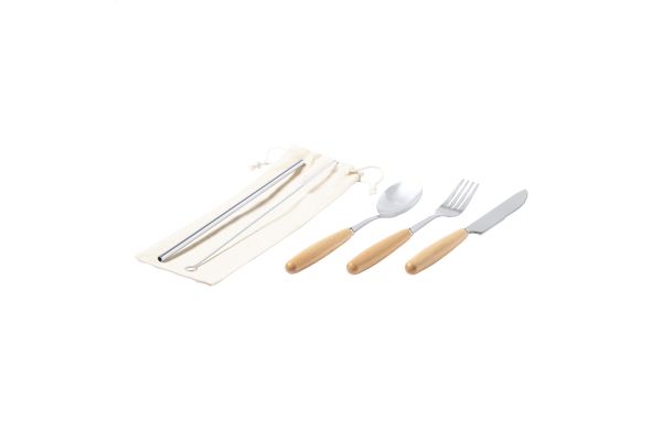 Woller Besteckset, silber/natur