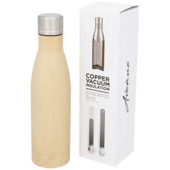 Vasa Kupfer-Vakuum Isolierflasche in Holzoptik, 500 ml