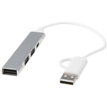 Alkaid 4 Port Hub aus recyceltem Aluminium mit USB-A- und Typ-C-Anschlüssen und zwei Eingängen