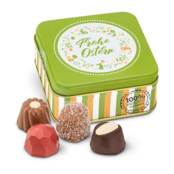 Geschenkartikel / Präsentartikel: Frohe Ostern - Pralinendose mit 50 g