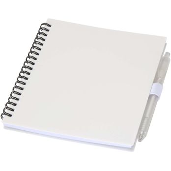 Niove Softcover Notizbuch aus recyceltem Kunststoff mit Kugelschreiber (blaue Mine)