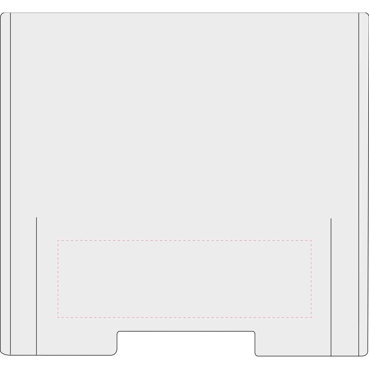 mittig im unteren Bereich (140 x 460 mm)