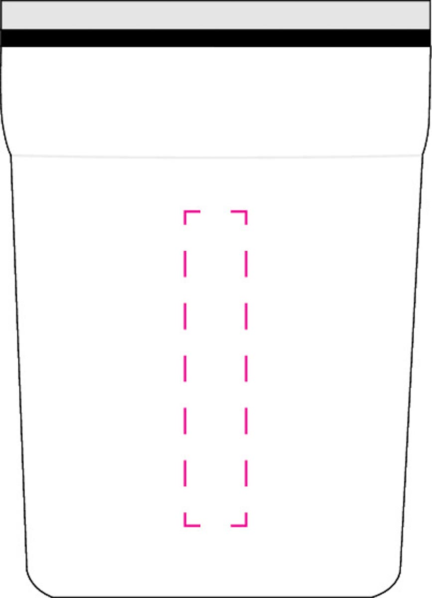 mittig auf Becher (1x5 cm)