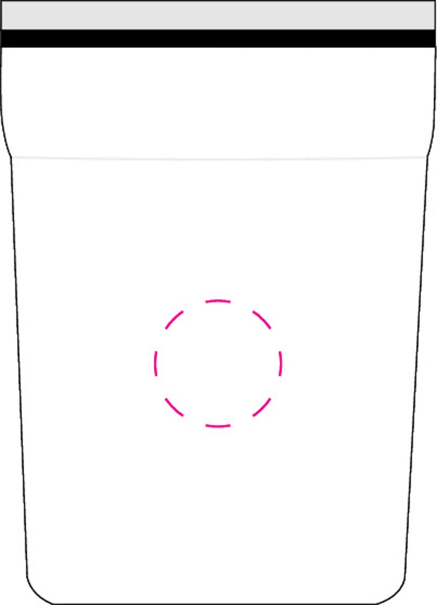 mittig auf Becher (Ø 2 cm)