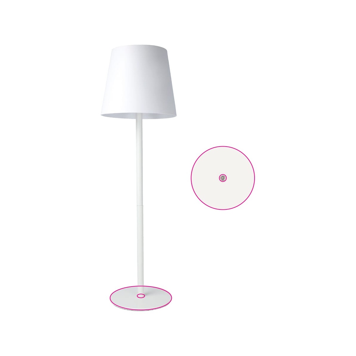 Am Sockel der Lampe (Ø 90 mm)