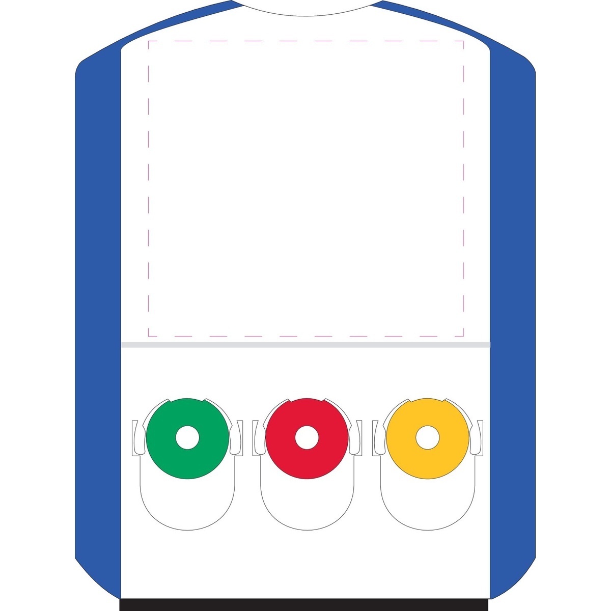 mittig auf Rückseite (75 x 80 mm)