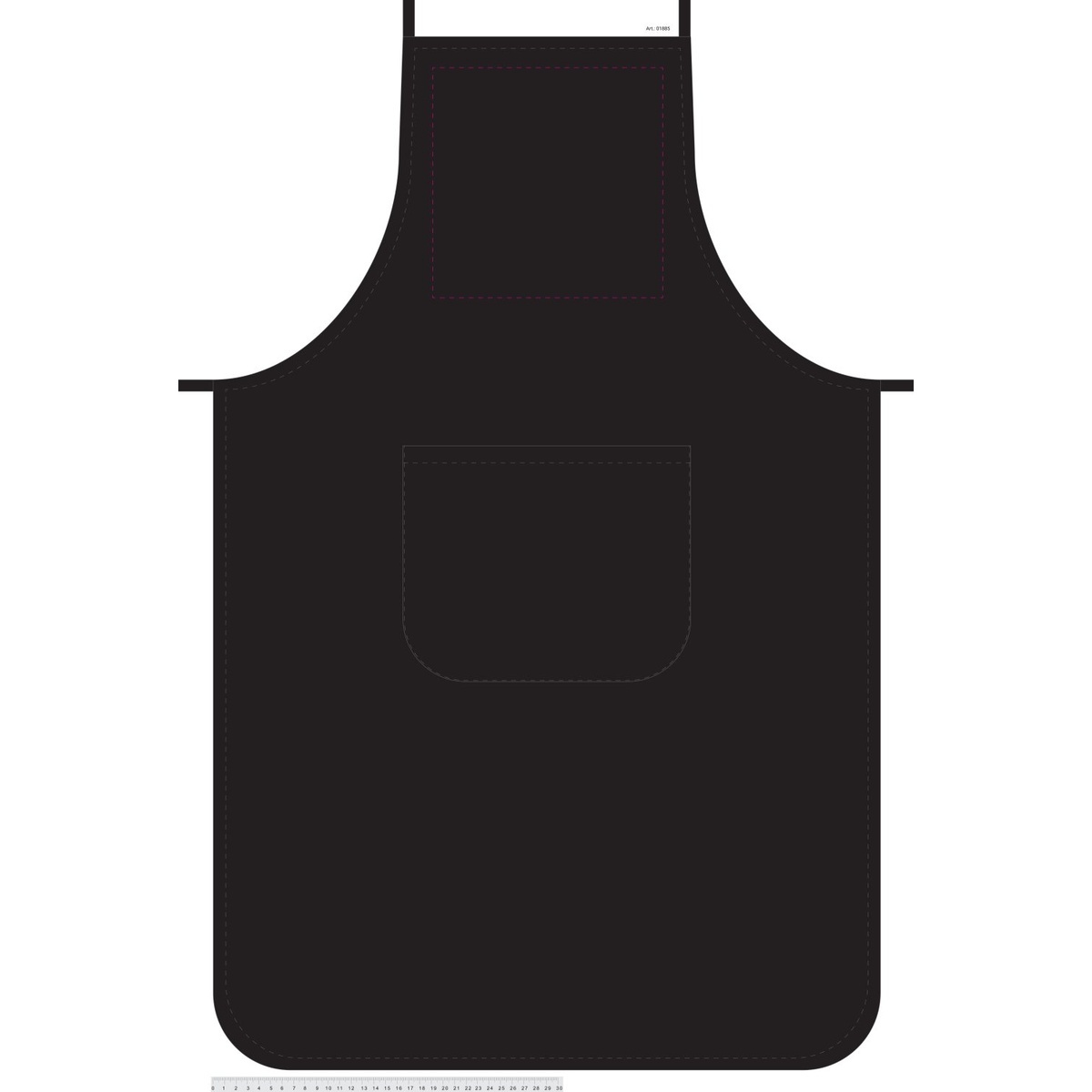 mittig über Tasche (200 x 200 mm)