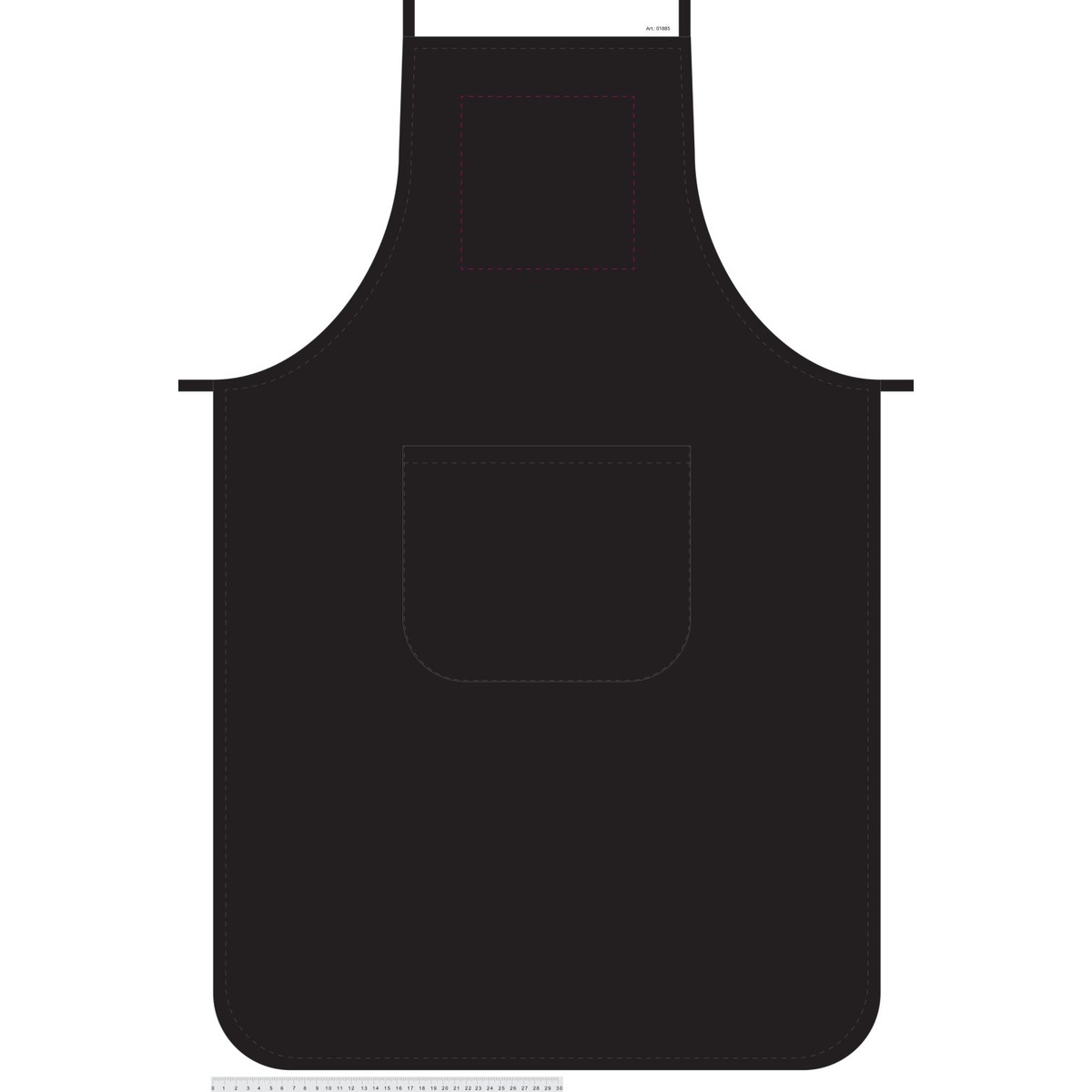 mittig über Tasche (150 x 150 mm)