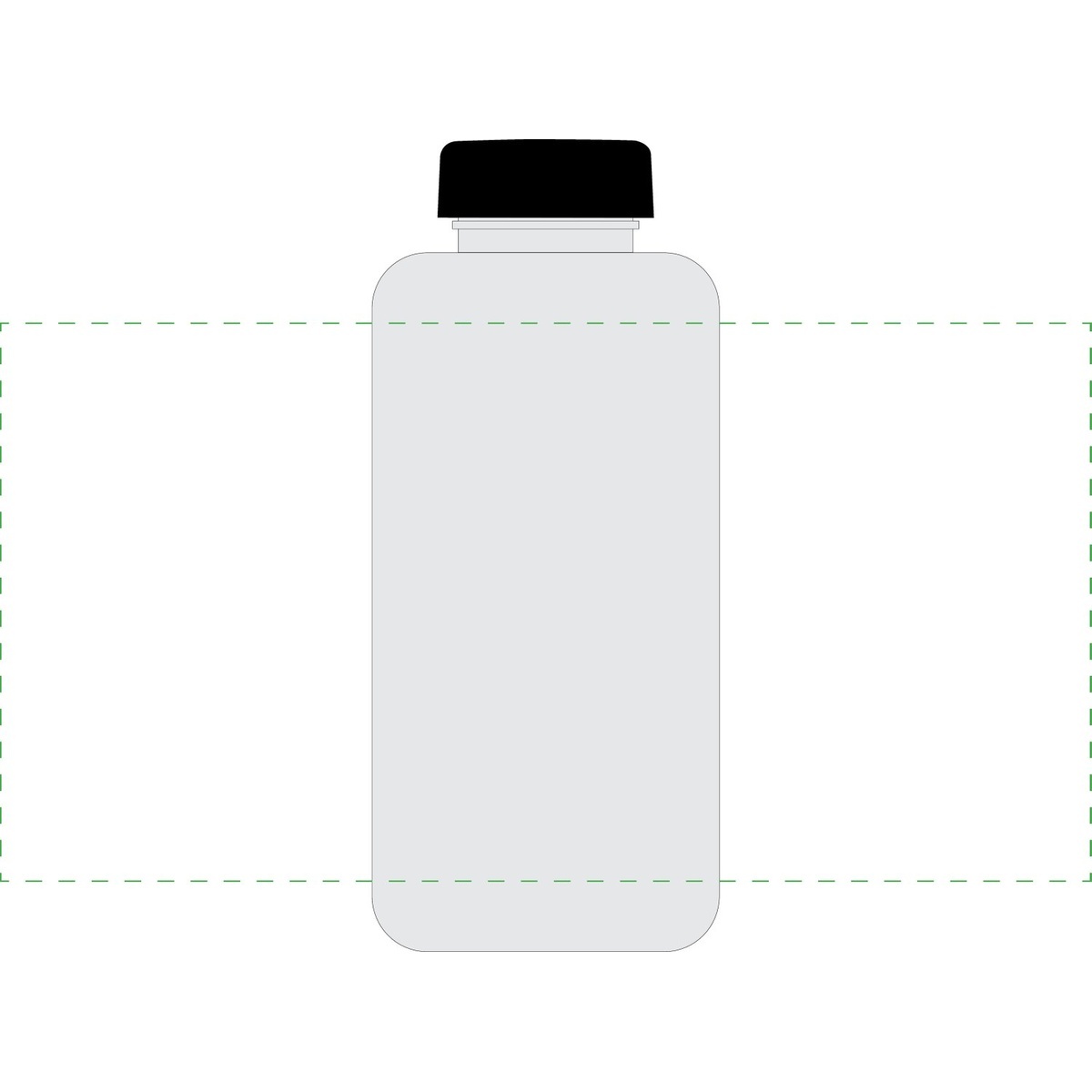 rundum auf transparente Flasche (144 x 281 mm)