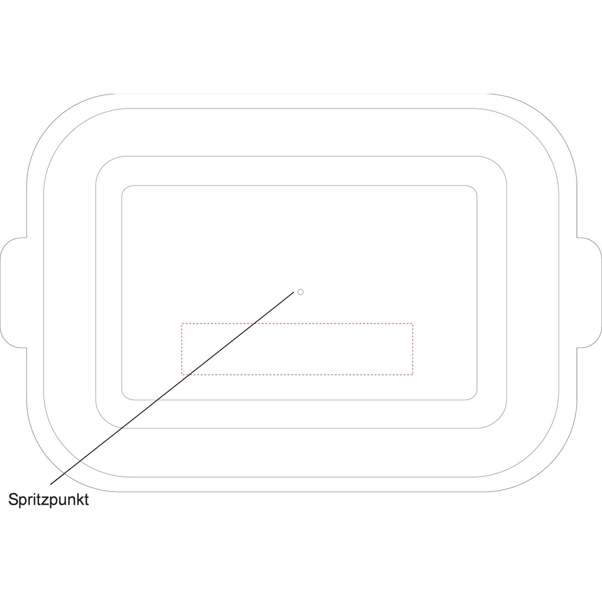 unterhalb Anspritzpunkt (20 x 90 mm)