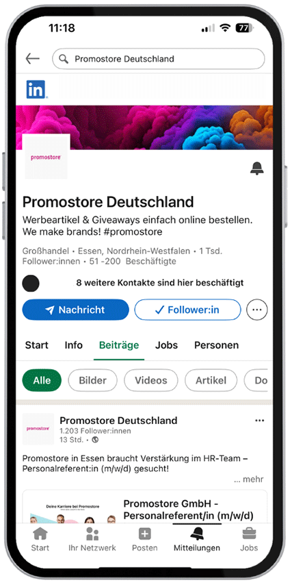 LinkedIn-Profil von Promostore &ndash; Werbeartikel im B2B-Bereich entdecken